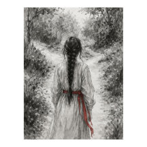 Cena de Mulher em Caminho na Floresta