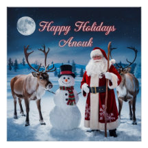 Cena de Natal Clássica com Papais noeis, Snowman