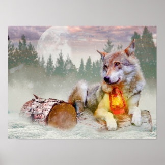 Poster Cena de Natal do Lobo Inverno