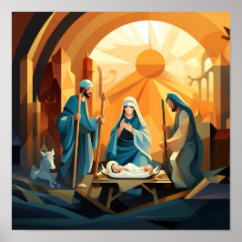 Poster Cena de Natividade de abstrato