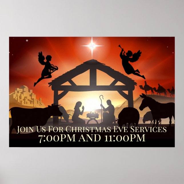 Poster Cena de Natividade Personalizável Natal Religioso (Frente)