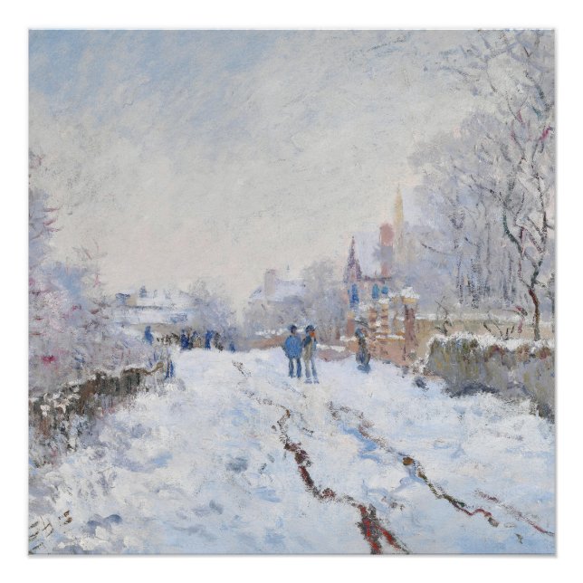 Pôster Cena de neve de Monet em Argenteuil (Frente)