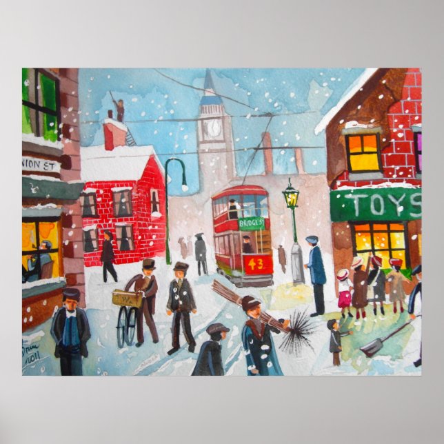 Pôster Cena de neve Varreduras de chaminé de inverno pint (Frente)