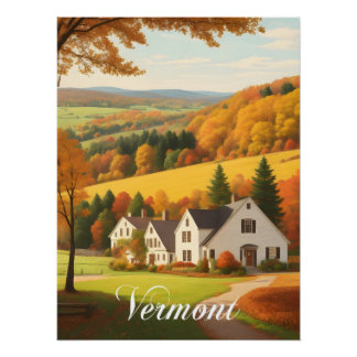 Pôster Cena de outono em Vermont EUA