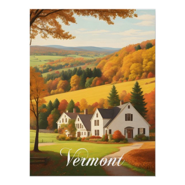 Pôster Cena de outono em Vermont EUA (Frente)
