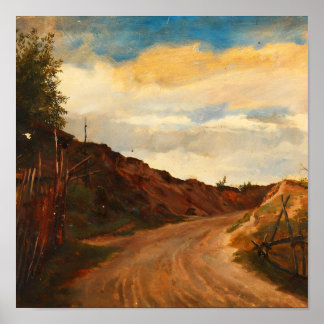 Poster Cena de Paisagem Rústica Antiga Estrada de Terra