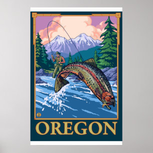 Poster Cena de Pesca de Voo - Oregon