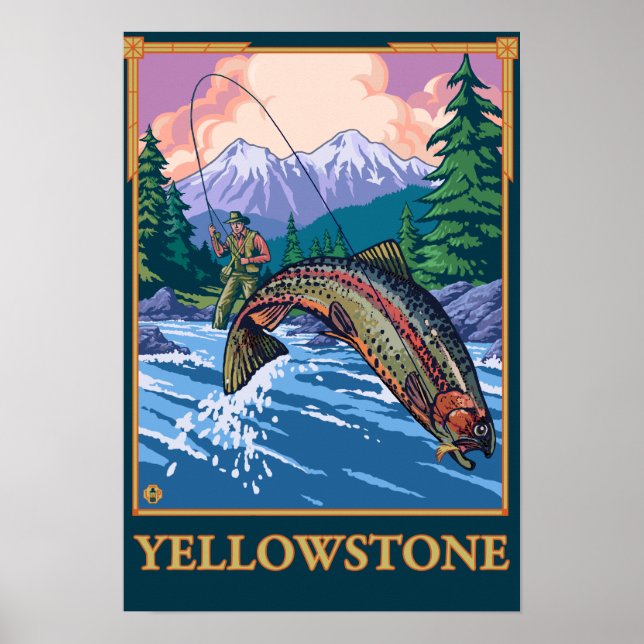 Poster Cena de Pesca de Voo - Parque Nacional de Yellowst (Frente)