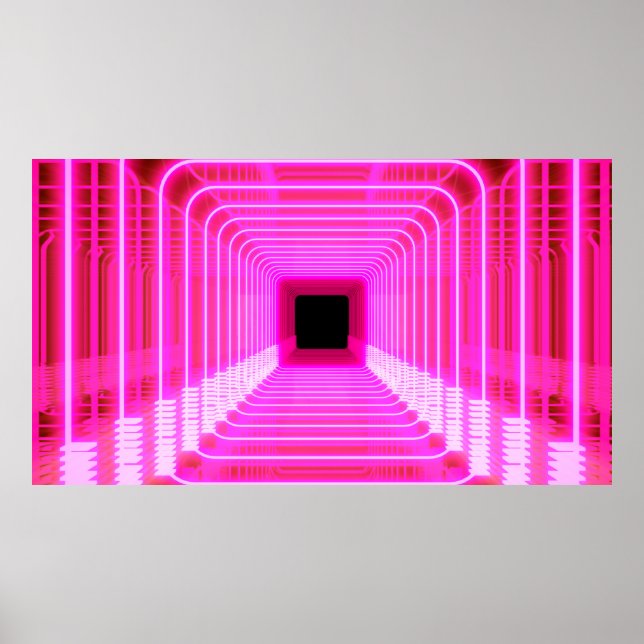 Poster Cena de pop de arte de ficção científica rosa mode (Frente)