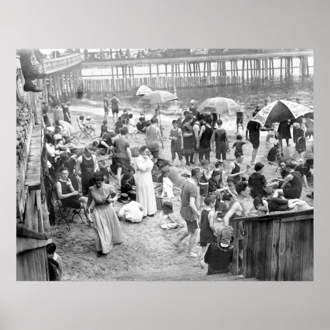 Pôster Cena de Praia de Coney Island (Frente)