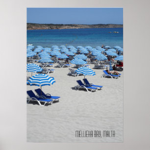 Poster Cena de praia em Mellieha Bay em Malta