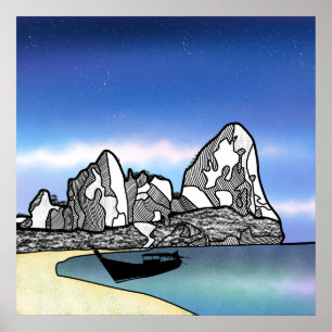 Poster Cena de Praia Tropical da Tailândia