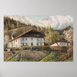 Poster Cena de Primavera de Antiga Casa de Fazenda Alpina