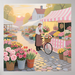 Poster Cena de Rua da Flor Ensolarada
