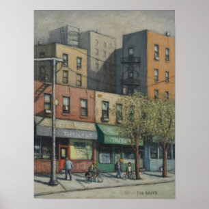 Poster Cena de Rua das Fachadas de Lojas do Bronx