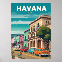 Cena de Rua de Havana de Desenho Animado Vibrante