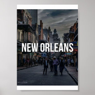 Poster Cena de Rua de Nova Orleans Arte Impressa Cidade