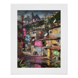 Pôster Cena de rua futurista do Rio de Janeiro diurno com