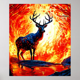 Poster Cena de Stance-Crimson Fiery Deer Stance