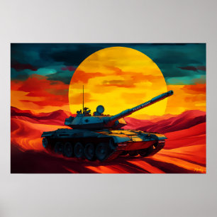 Poster Cena de Tanque Pop Art Pôr do Sol - Arte com Vibra
