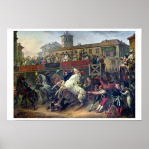 Poster Cena de uma corrida de cavalos desmontado em Roma