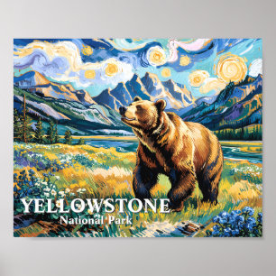 Poster Cena de Urso do Parque Nacional de Yellowstone Vin