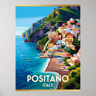 Poster Cena de viagem costeira Positano Itália 🌊