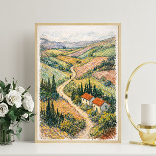 Poster Cena de vinhedos da paisagem rural toscana