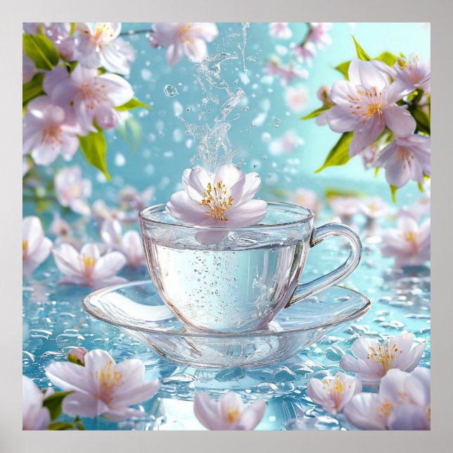 Poster Cena delicada e serena com xícara (Frente)