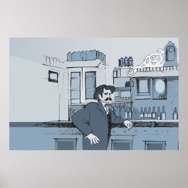 Pôster Cena do Bar da década de 1880 - esquerda (Frente)