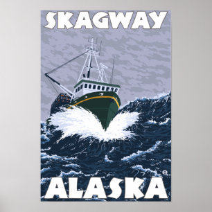 Poster Cena do barco de pesca - Skagway, Alaska