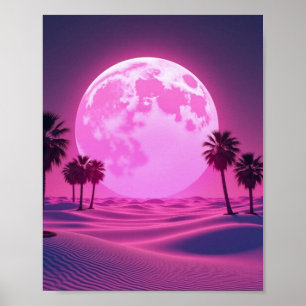 Poster Cena do Deserto de Vaporwave Surreal