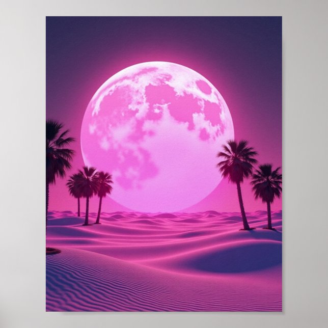 Poster Cena do Deserto de Vaporwave Surreal (Frente)