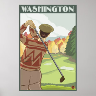Poster Cena do jogador de golfe - Washington