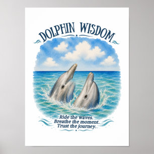 Poster Cena do Oceano em Aquarela Sabedoria do Golfinho