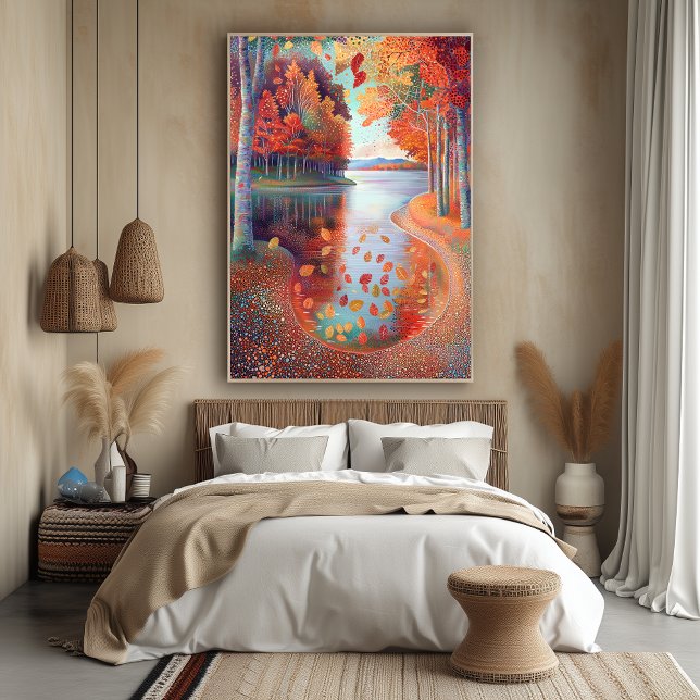 Poster Cena do Rio Autumn no Estilo Pointilista (Criador carregado)