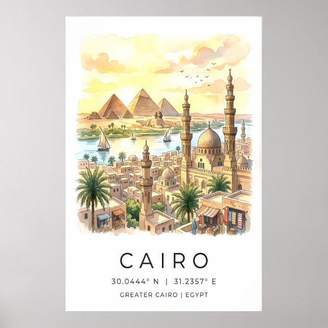 Poster Cena do rio e marcos icônicos de Cairo (Frente)