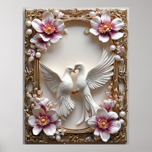 Poster Cena Elegante de Pombas Brancas
