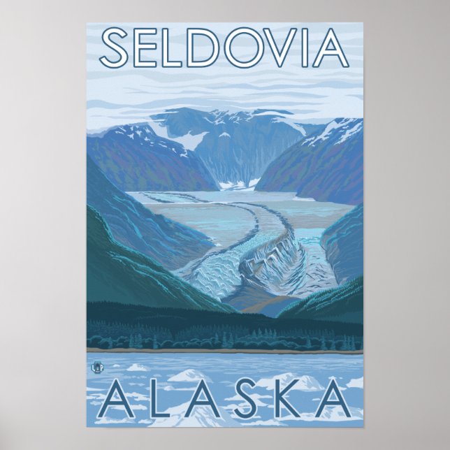 Poster Cena Glaciar - Seldovia, Alasca (Frente)