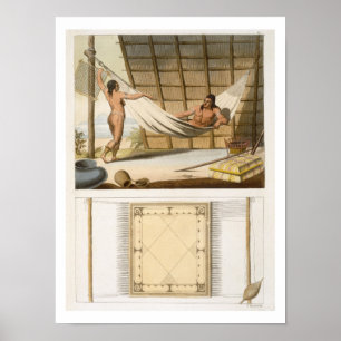 Pôster Cena interior que descreve indianos (gravura da