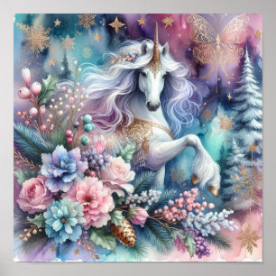 Poster Cena Magical de Inverno Unicórnio 4