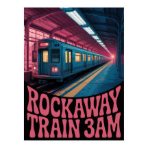Cena noturna da plataforma do metrô Rockaway