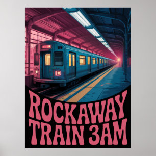 Poster Cena noturna da plataforma do metrô Rockaway