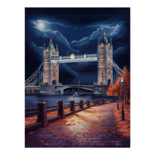 Pôster Cena noturna de Londres impressionante com torre i