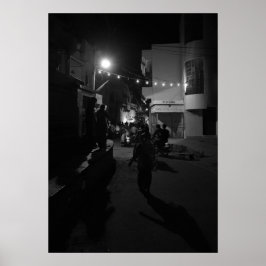 Poster Cena Noturna de Rua Indiana - Fotografia Urbana