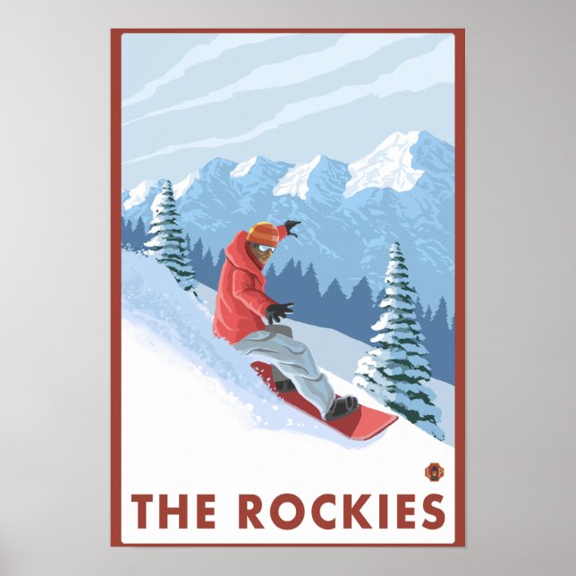 Poster Cena Snowboarder - As Rochosas (Frente)
