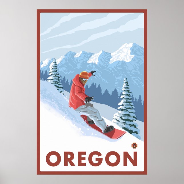 Pôster Cena Snowboarder - Oregon (Frente)