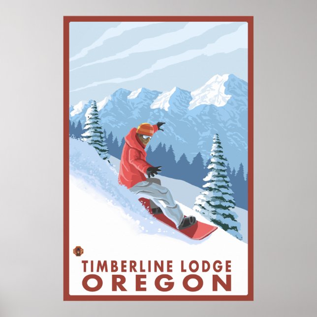 Poster Cena Snowboarder - Timberline Lodge, Oregon (Frente)