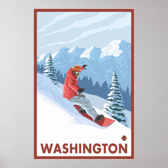 Pôster Cena Snowboarder - Washington (Frente)