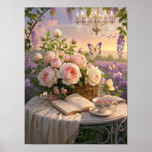 Poster Cena sonhadora e com foco suave de um floral luxuo